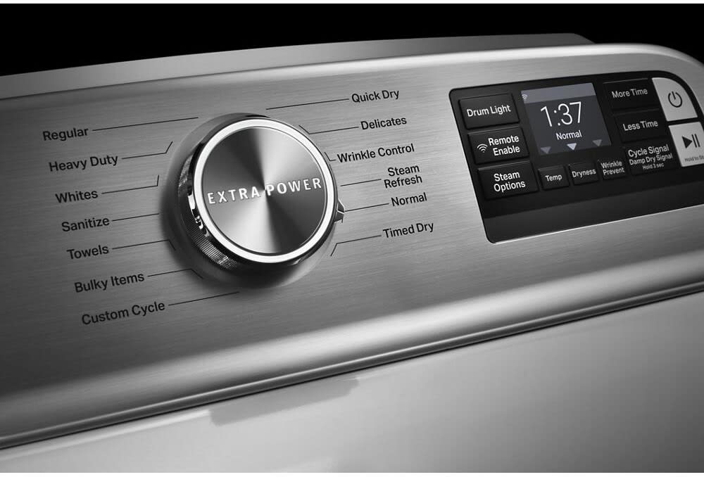 Maytag MED7230HW 27 Inch Electric Smart Dryer with 7.4 Cu. Ft. Capacity Extra Power Button Advanced Moisture Sensing Smart Capable Appliance