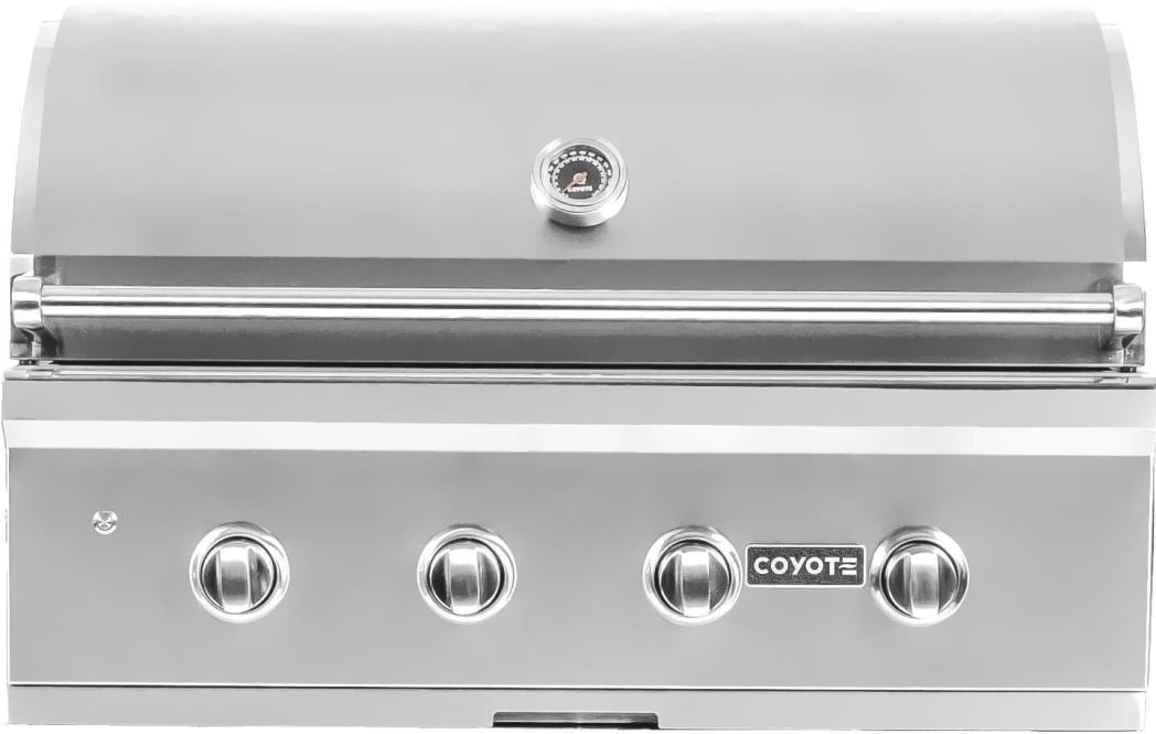 Coyote C2C36NG 36 Inch Built In Grill with 4 Infinity Burners 875 sq. in. Cooking Surface Interior Grill Lighting and Integrated Wing Guard