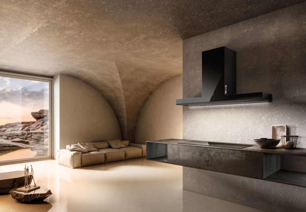 élica Maggiore island range hood : canopy style, modern glass | Elica