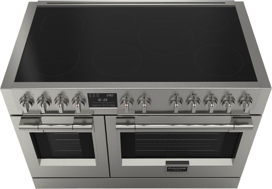 Fulgor Milano F6PIR487S1 48 Inch Freestanding Professional Induction Range with 7 Elements Double Oven 6.5 cu. ft. Convection Oven Self Clean Mode and Pan Detection System