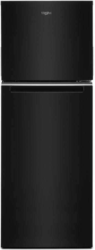 Whirlpool WRT313CZLB 24 Inch Freestanding Top Freezer Refrigerator with 12.9 Cu Ft. Capacity 3 Glass Shelves Gallon Door Bin Double Crispers LED Lighting and Optional Icemaker Black