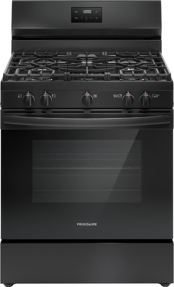 Frigidaire FCRG3052BB 30 Inch Freestanding Gas Range with 5 Sealed Burners 5.1 cu. ft. Oven Capacity Quick Boil Burner Storage Drawer Even Baking
