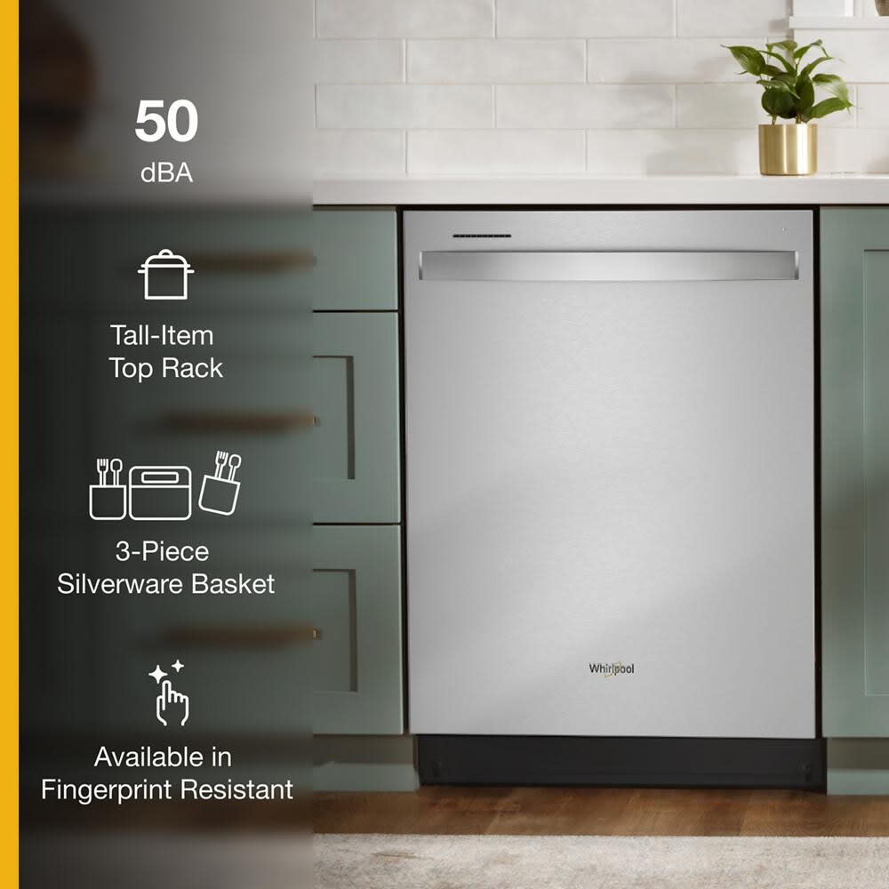 Whirlpool WDT740SALZ 24 Inch Fully Integrated Dishwasher with 12 Place Settings 50 dBA 5 Wash Cycles Nylon Coated Racks Sensor Cycle Sani Rinse