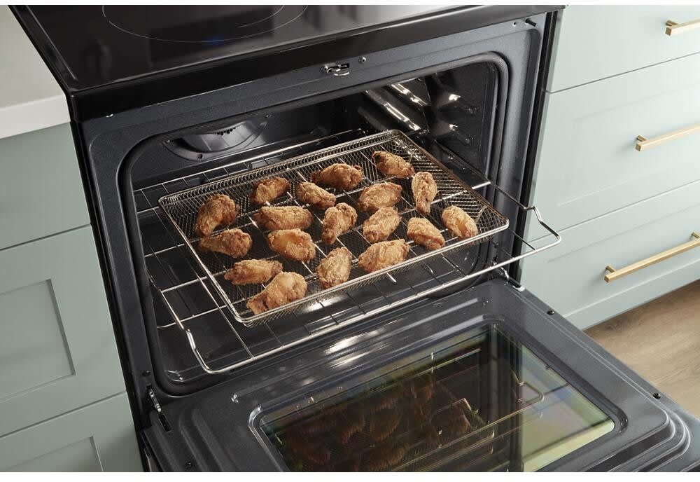 Whirlpool WFE550S0LZ 30 Inch Freestanding Electric Range with 5 Elements 5.3 cu. ft. Convection Oven FlexHeat Dual Elements Air Fry Frozen Bake Self Clean and Storage Drawer Fingerprint Resistant Stai...