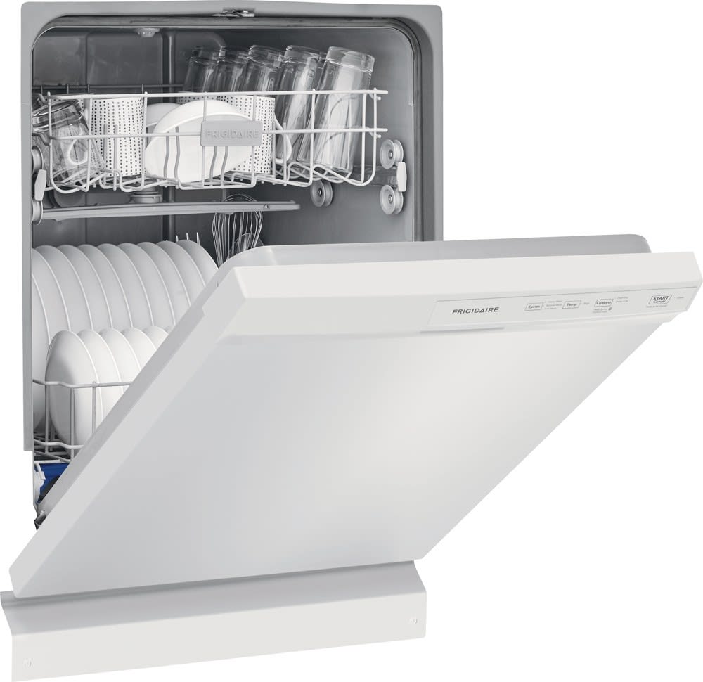 Frigidaire FFCD2413UW 24 Inch Full Console Dishwasher with 14 Place Setting Capacity 3 Wash Cycles 60 dBA Silence Rating Stay Put Door Heated Dry Delay Start Self Cleaning Filter Cycle Indicator Light...