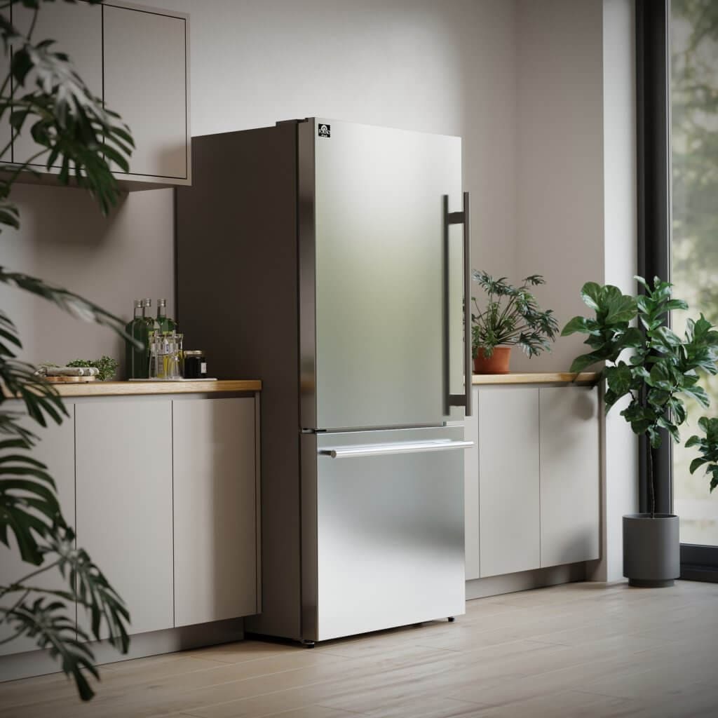 大判フードファインダー Forno Milano 62-Inch Freestanding Dual Bottom Freezer Refrigerator in