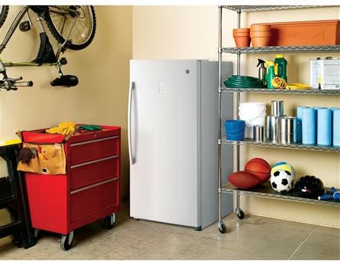 GE FUF17SMRWW 33 Inch Upright Freezer with Turbo Freeze, Lock and