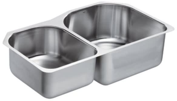 Moen G18246 34.25 in.x20 in. stainless steel 18 gauge double bowl sink