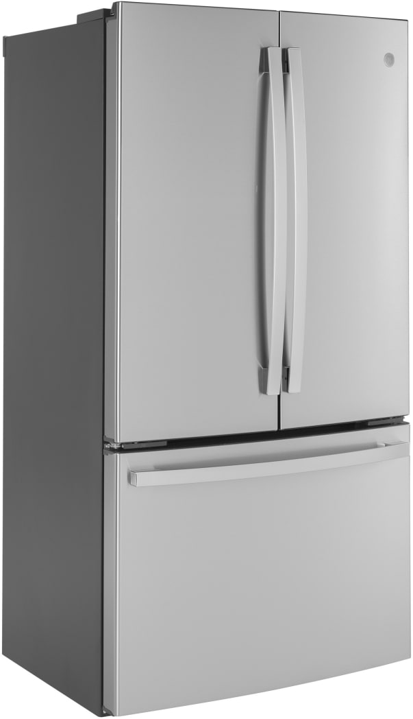 GE GWE23GYNFS 36 Inch Counter Depth French Door Refrigerator with 23.1 Cu. Ft. Capacity Adjustable Glass Shelves Humidity Controlled Drawers Internal Filtered Ice Maker TwinChill Evaporators Showcase ...