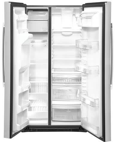 GE GZS22IYNFS 36 Inch Counter Depth Freestanding Side by Side Refrigerator with 21.8 Cu. Ft. Total Capacity Showcase LED Lighting External Filtered Water Ice Dispenser Advanced Water Filtration Enhanc...