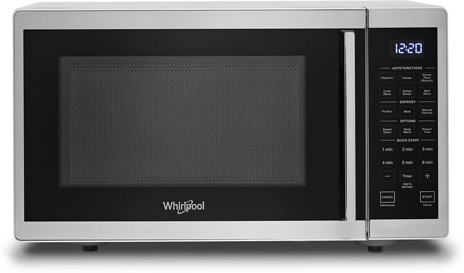 Whirlpool WMC30309LS 19 Inch Countertop Microwave with 0.9 Cu. Ft. Capacity Steam Clean 900W Cooking Power 10 Power Levels Keep Warm Add 30 Seconds Control Lock Dishwasher Safe Turntable Plate and UL ...