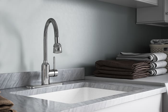 Elkay LK2500CR Single Lever Flexible-Spout Laundry Faucet with 8 3