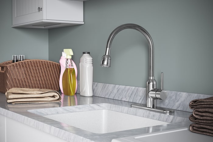 Elkay LK2500CR Single Lever Flexible-Spout Laundry Faucet with 8 3