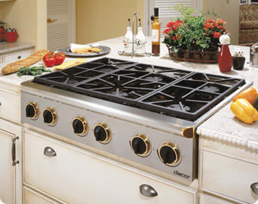 Dacor ESG366SCH 36 Inch Gas Cooktop with Six 15 000 BTU Sealed Burners Continuous Grates and Instant Re ignition Chrome Trim