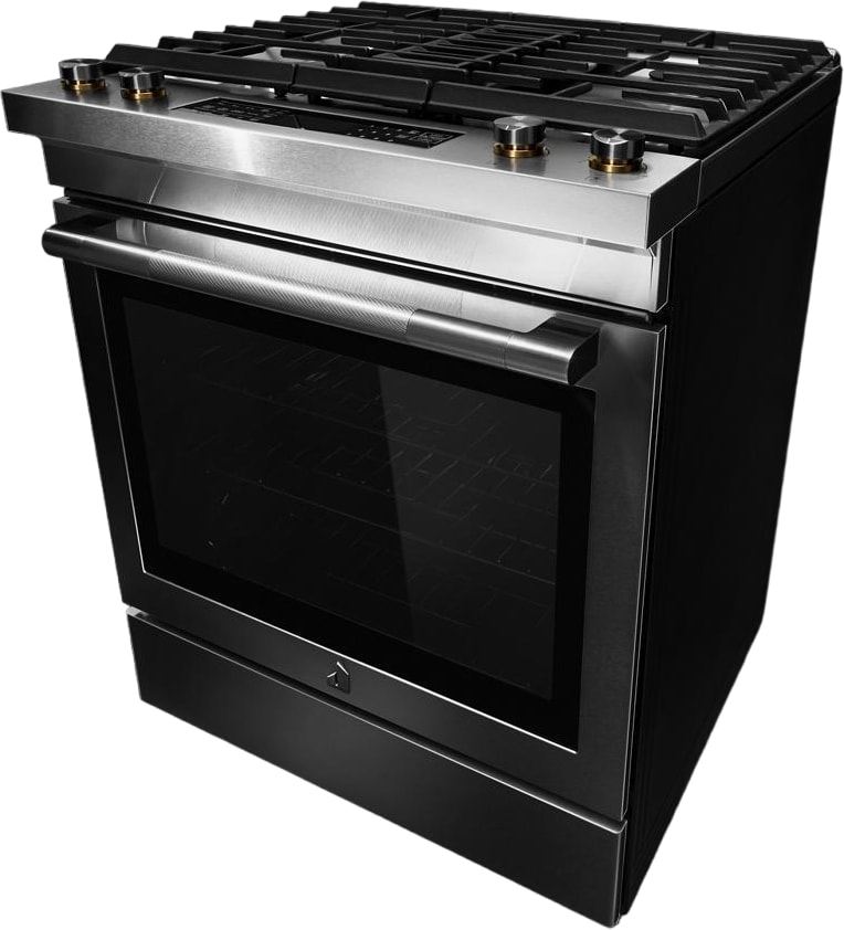 JennAir JDS1750ML 30 Inch Slide In Dual Fuel Range with 4 Sealed Burners 6.2 cu. ft. Oven Capacity Continuous Grates Self Clean Mode Downdraft Ventilation and True Convection