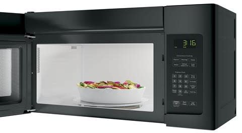 GE JNM3163DJWW 1.6 cu. ft. Over the Range Microwave Oven with Two Speeds 300 CFM Surface Lighting 1.6 cu. ft. 1 000 Watts 10 Power Levels Clock