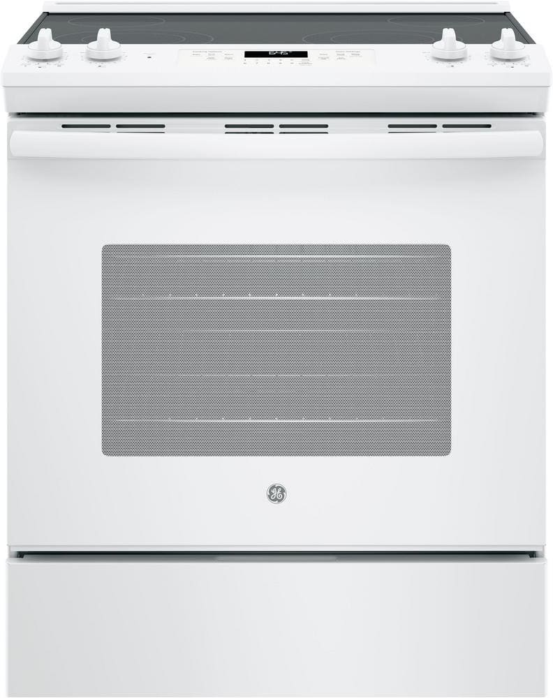 GE JS645DLWW 30 Inch Slide-In Electric Range with 4 Radiant 