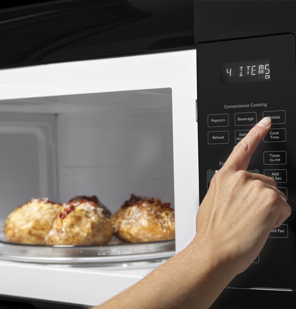 GE JVM3160DFBB 30 Inch Over the Range Microwave Oven with 1.6 cu. ft. Capacity 300 CFM Exhaust Fan 1 000 Cooking Watts Auto and Time Defrost and Convenience Cooking Controls Black