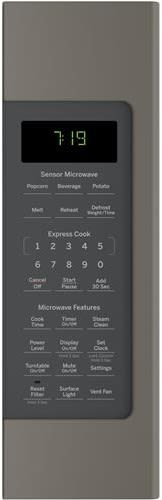 GE JVM7195EKES 30 Inch Over the Range Microwave with Sensor Cook On Off Glass Turntable Melt Feature Clock Timer 1.9 cu. ft. Capacity 400 CFM 4 Speed Ventilation 2 Level Halogen Lighting Defrost by We...