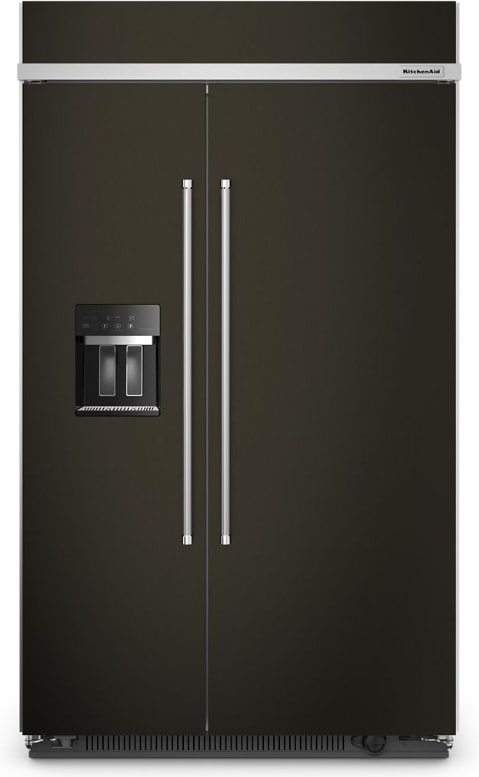 KitchenAid KBSD708MBS 48 Inch Built In Side by Side Refrigerator with 29.4 cu. ft. Capacity 4 Shelves FreshChill Drawer ExtendFresh Plus Exterior Ice Water Dispenser ENERGY STAR and Star K Black Stain...