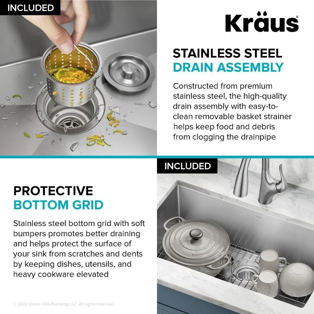 Kraus KHU10032 32 Inch Undermount Single Bowl Kitchen Sink