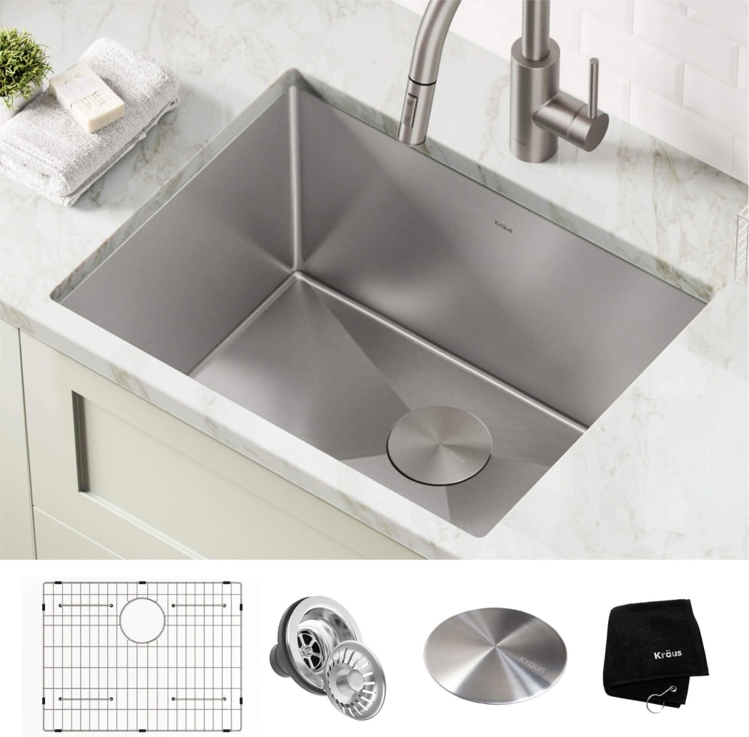 Kraus KHU24L Pax 24" Single Bowl Undermount Stainless Steel Rectangular Kitchen Sink