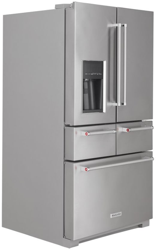 KitchenAid KRMF706ESS 36 Inch Freestanding 5 Door French Door Refrigerator with 25.8 cu. ft. Capacity 5 Shelves 2 Soft Close Drawers Preserva Food