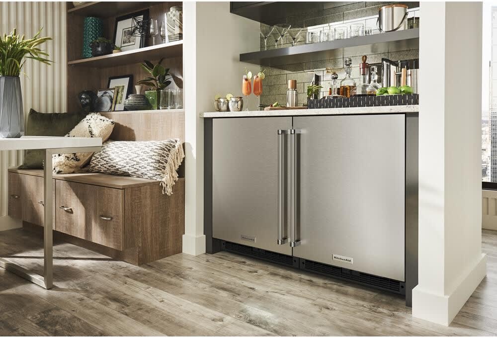 KitchenAid KURR114KSB 24 Inch Counter Depth Freestanding Built In Undercounter Refrigerator with 5 cu. ft. Capacity Fully Flush Installation