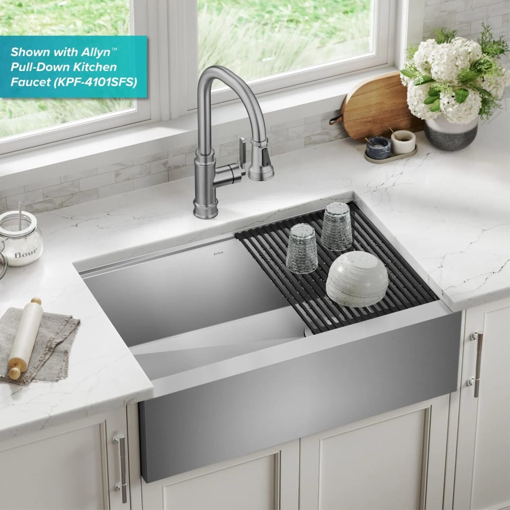 Kraus KWF41030 30 Inch Kore™ Workstation Single Bowl Farmhouse