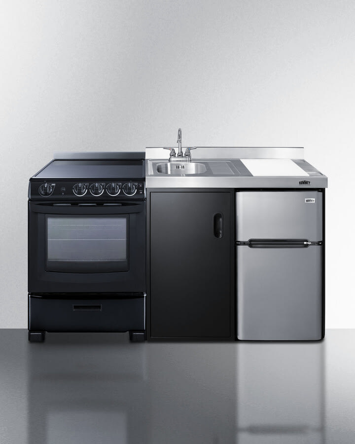 Summit ACK63ELSTB 63 Inch All-In-One Kitchenette with Electric