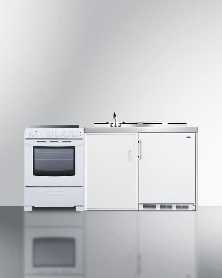 Summit ACK72ELSTW 72 Inch All-In-One Kitchenette with