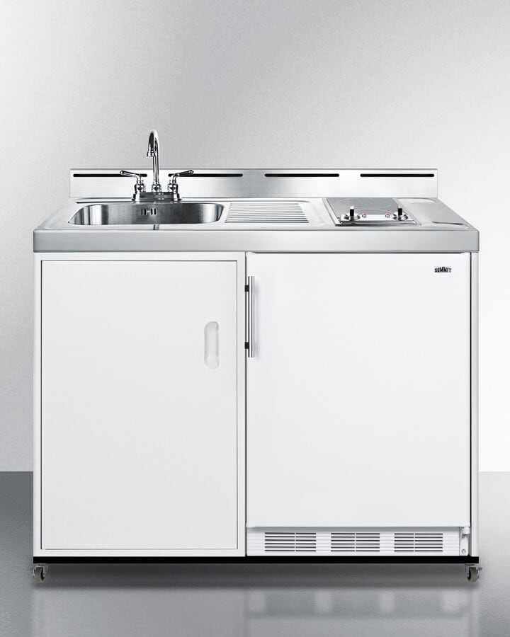 Summit C48ELGLASSPUMPMB 48 Inch Mobile All-In-One Kitchenette with