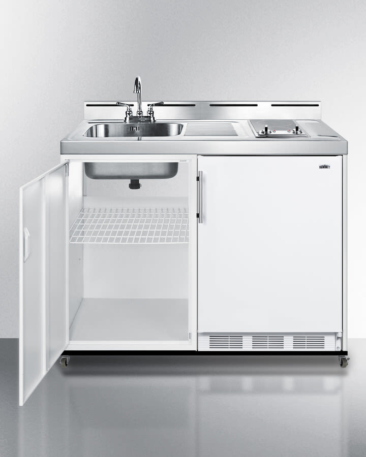 Summit C48ELGLASSPUMPMB 48 Inch Mobile All-In-One Kitchenette with