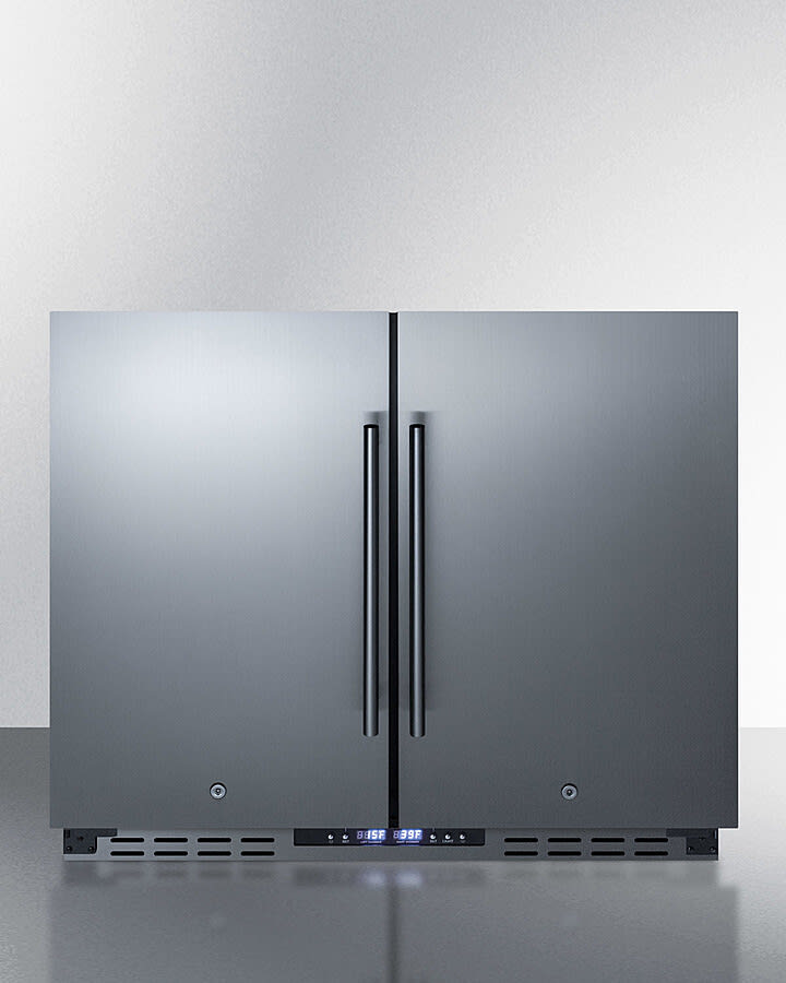 Summit FFRF36ADA 36 Inch Built In Side by Side Refrigerator with 5.8 Cu. Ft. Total Capacity Commercially Approved Frost Free Operation Factory Installed Locks Adjustable Glass Shelves Digital Thermost...