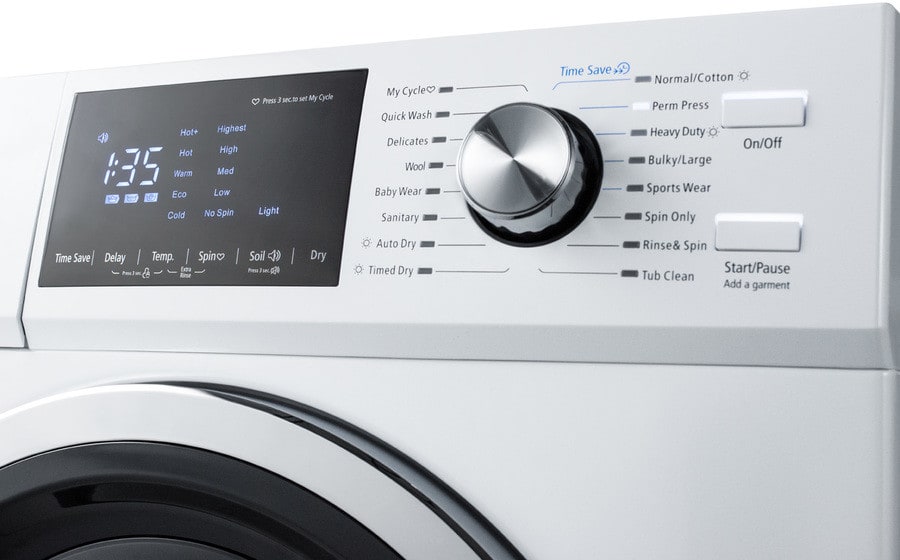 Summit SPWD2202W 24 Inch Front Load Washer Dryer Combo with 2.7 cu. ft. Capacity 16 Wash Dry Cycles Sanitize Cycle 5 Temperature Settings 1 300 RPM Spin Speed and Ventless Drying