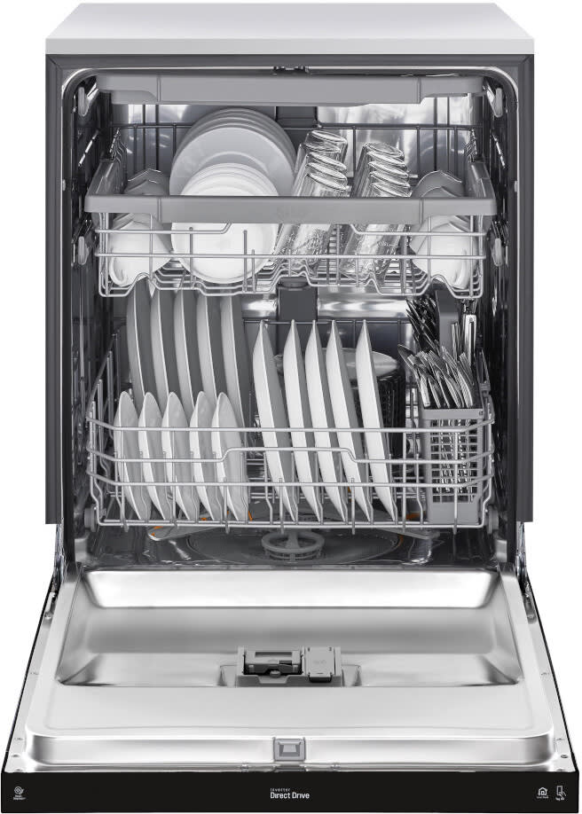 LG LDFN4542B 24 Inch Full Console Dishwasher with 15 Place Settings Front Controls EasyRack Plus 3rd Rack Dynamic Dry NeveRust Stainless Steel