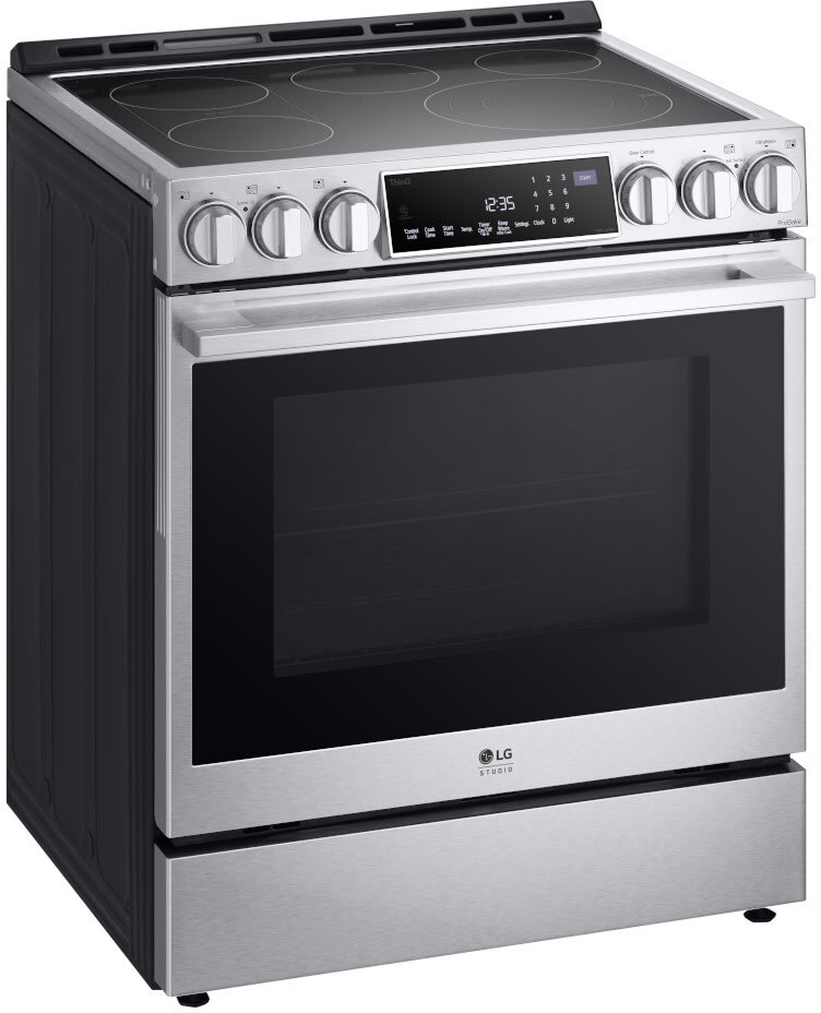 LG LSES6338F 30 Inch Slide In Electric Smart Range with 5 Radiant Elements 6.3 cu. ft. ProBake Convection Oven UltraHeat Element Air Fry EasyClean and Storage Drawer Stainless Steel