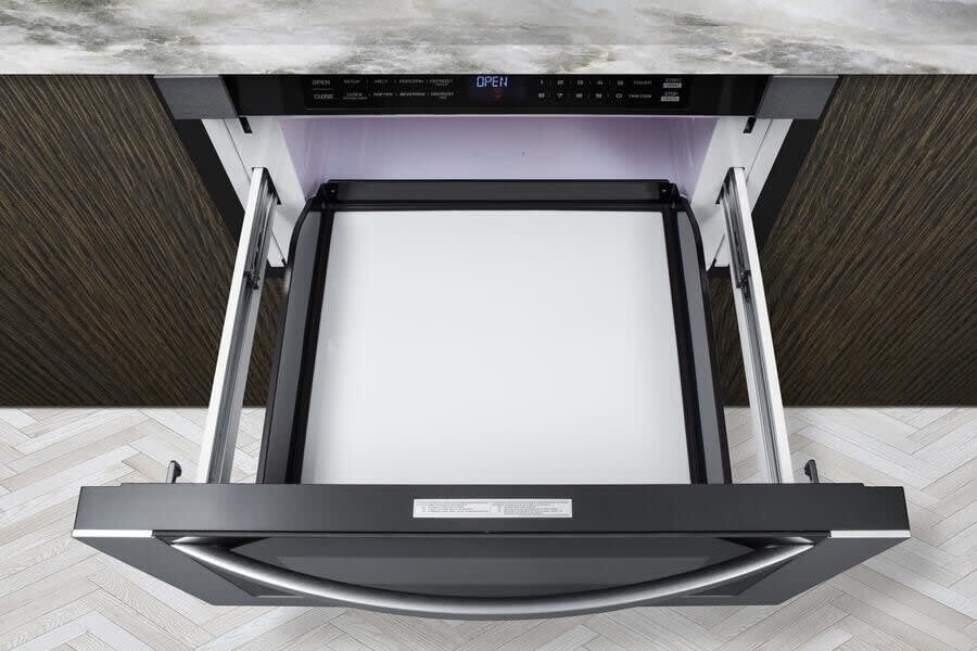 Summit MDR245SS 1.2 cu. ft. Built In Drawer Microwave with 1 000 Watts 11 Power Levels One Touch Cooking Melt Soften Options Child Lock Defrosting Tray and ADA Compliant