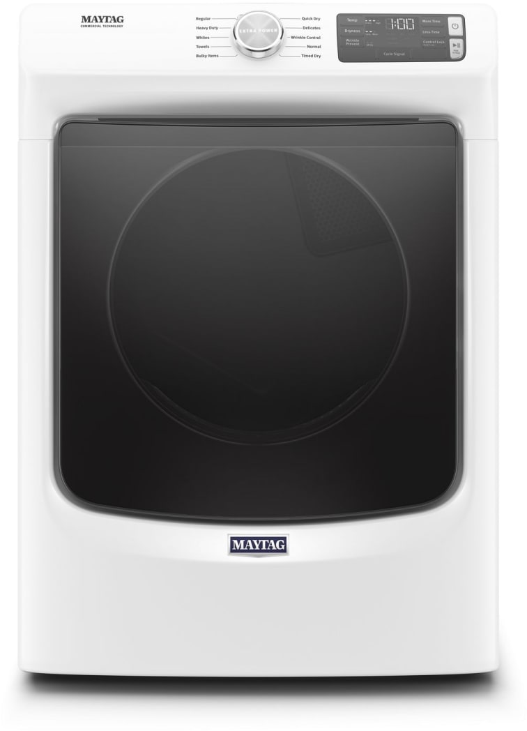 Maytag MED5630HW 27 Inch Electric Dryer with 7.3 cu. ft. Capacity 10 Dry Cycles Quick Dry Advanced Moisture Sensing Extra Power Boost Button Wrinkle Prevention ADA Compliant and ENERGY STAR Certified ...