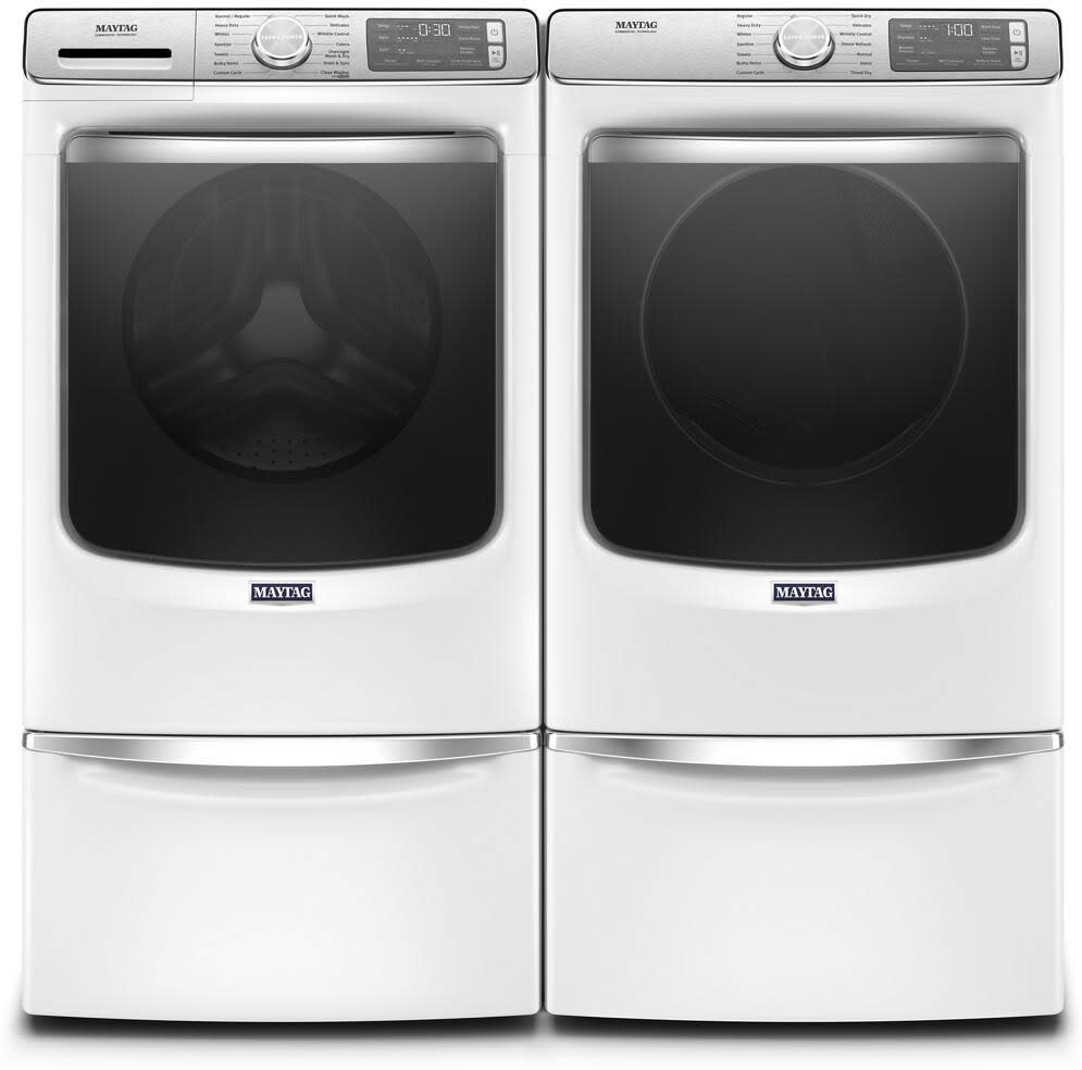 Maytag MAWADREW86303 Stacked Washer Dryer Set with Front Load Washer and Electric Dryer in White