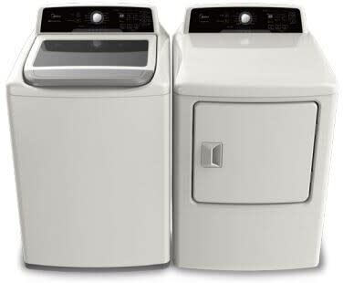 Midea MIDWADRE2 Side by Side Washer Dryer Set with Top Load Washer and Electric Dryer in White
