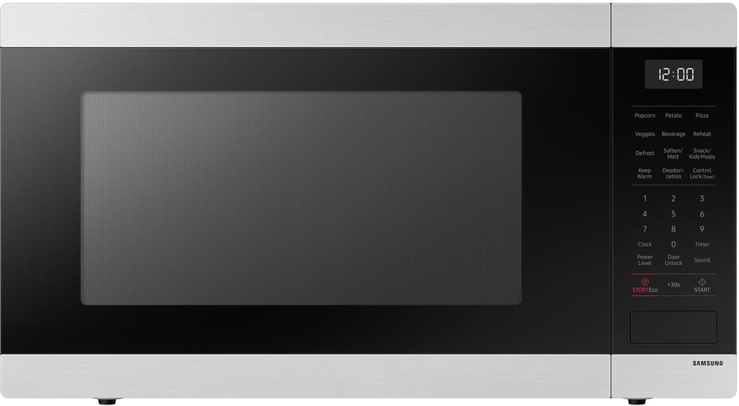 Samsung MS19DG8500SR 1.9 cu. ft. Countertop Microwave Oven with 900 Watts Sensor Cook Eco Mode Auto Defrost Child Lock Ceramic Enamel Interior Glass Turntable and Optional Trim Kit Stainless Steel