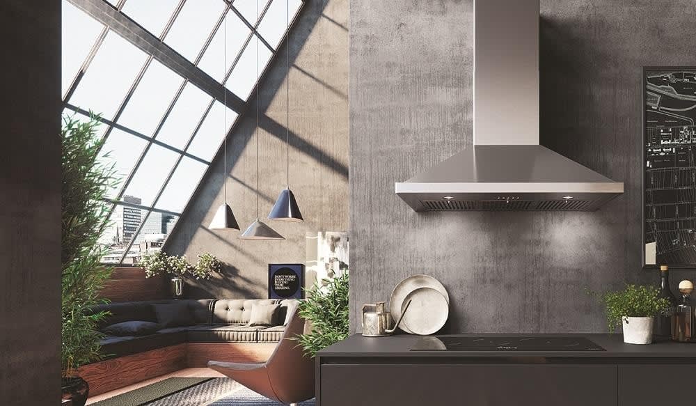 Faber NOPR30SSV Wall Mount Convertible Hood with 600 CFM Pro Motor Variable Air Management System Dishwasher Safe Stainless Steel Baffle Filters LED Lighting Top and Rear Direct Venting and Remote Con...