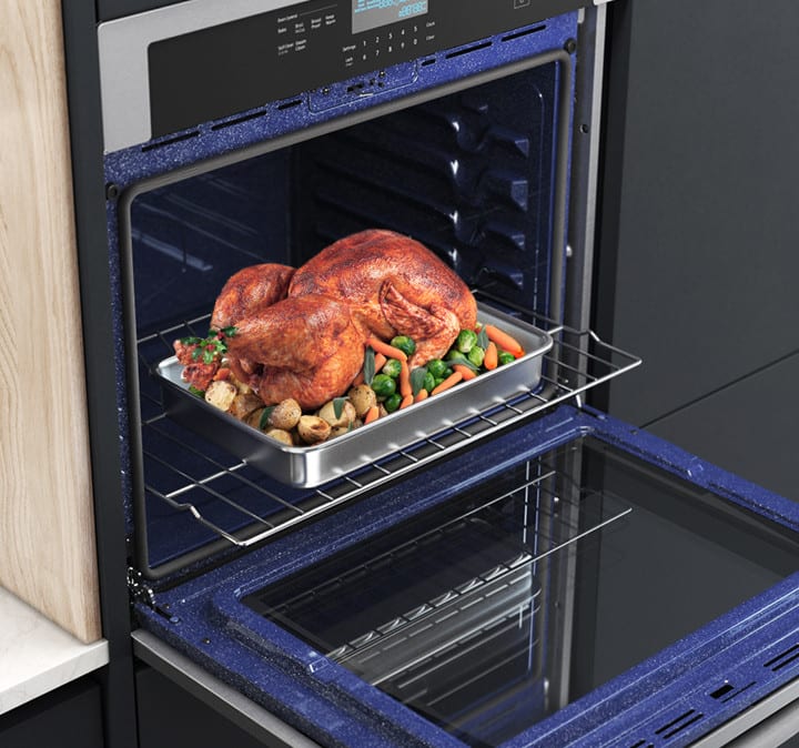 Samsung NV51T5511SS 30 Inch Single Wall Oven with 5.1 Cu. Ft. Capacity WiFi Digital Touch Controls Blue Ceramic Interior Delay Start Broiler