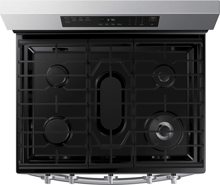 Samsung NX60A6511SS 30 Inch Freestanding Gas Smart Range with 5 Sealed Burners 6.0 Cu. Ft. Capacity Storage Drawer Air Fry Sabbath Mode Self