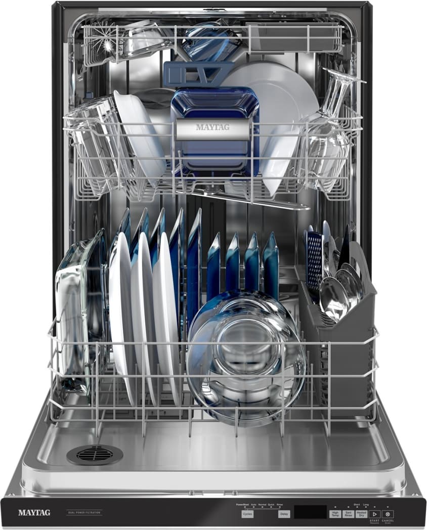Maytag MDB8959SKZ 24 Inch Fully Integrated Dishwasher with 15 Place Settings 47 dBA 5 Wash Cycles 3rd Wash Rack Dual Power Filtration PowerBlast Cycle NSF Certified Sani Rinse and Star K Fingerprint R...