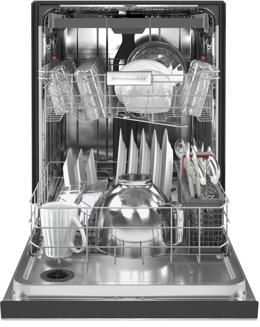 KitchenAid KDFE204KPS 24 Inch Full Console Dishwasher with 13 Place Settings 39 dBA 5 Wash Cycles 3rd Level Utensil Rack ProWash Heat Dry Express Wash NSF Certified and Star K Stainless Steel with Pri...