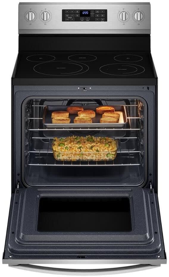Whirlpool WFE550S0LZ 30 Inch Freestanding Electric Range with 5 Elements 5.3 cu. ft. Convection Oven FlexHeat Dual Elements Air Fry Frozen Bake Self Clean and Storage Drawer Fingerprint Resistant Stai...