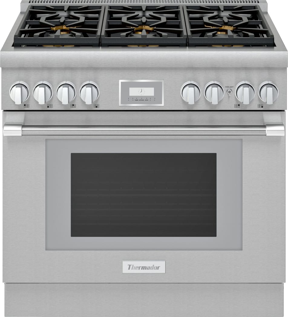 RANGEMATE プレミアム Thermador PRG366WH 36 Inch Freestanding Gas Smart Range with 6