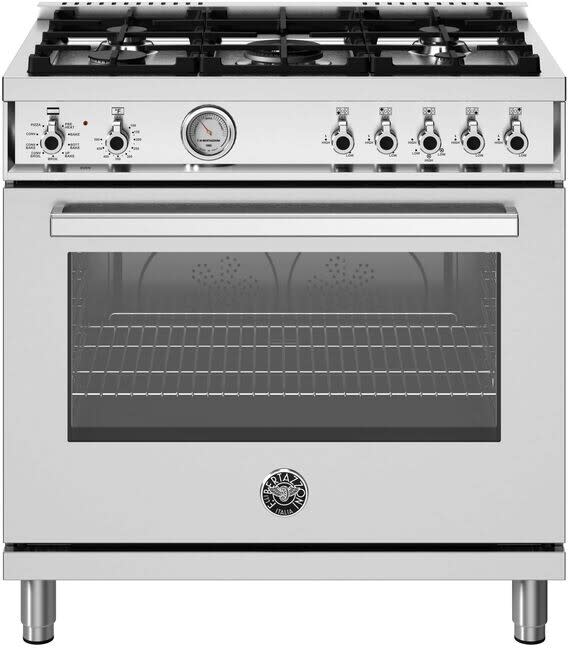 Bertazzoni PRO365DFMXV 36 Inch Freestanding Dual Fuel Range with 5